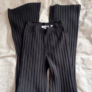 Black Ribbed Knit Pants